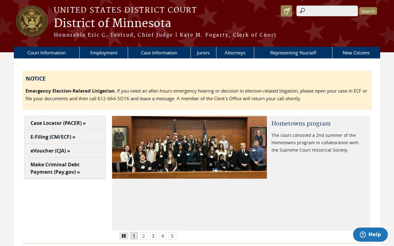 Minnesota federal warrant records context at the U.S. District Court