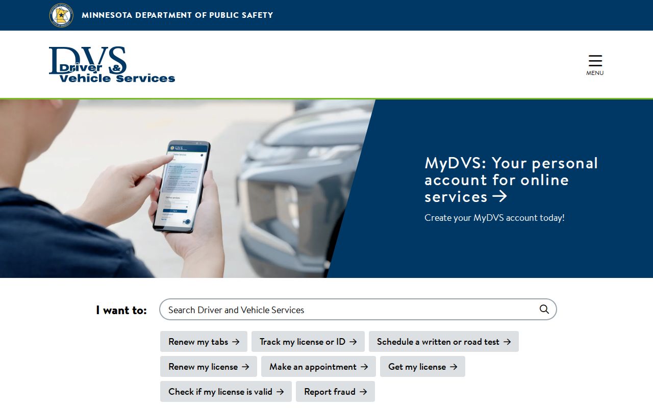 Minnesota traffic warrant distinction from the DPS Driver and Vehicle Services status page